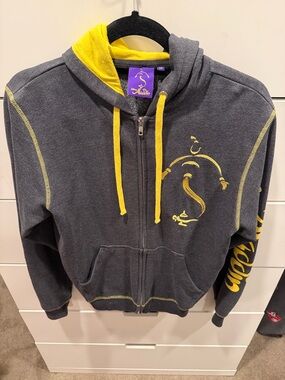 Disney Aladdin Gray & Yellow Zip Hoodie with Genie Graphic